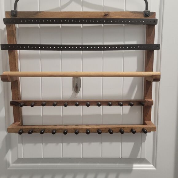 Pottery Barn Farmhouse Boho Wall Mounted Space Saving Jewelry Organizer Mango - Picture 5 of 16